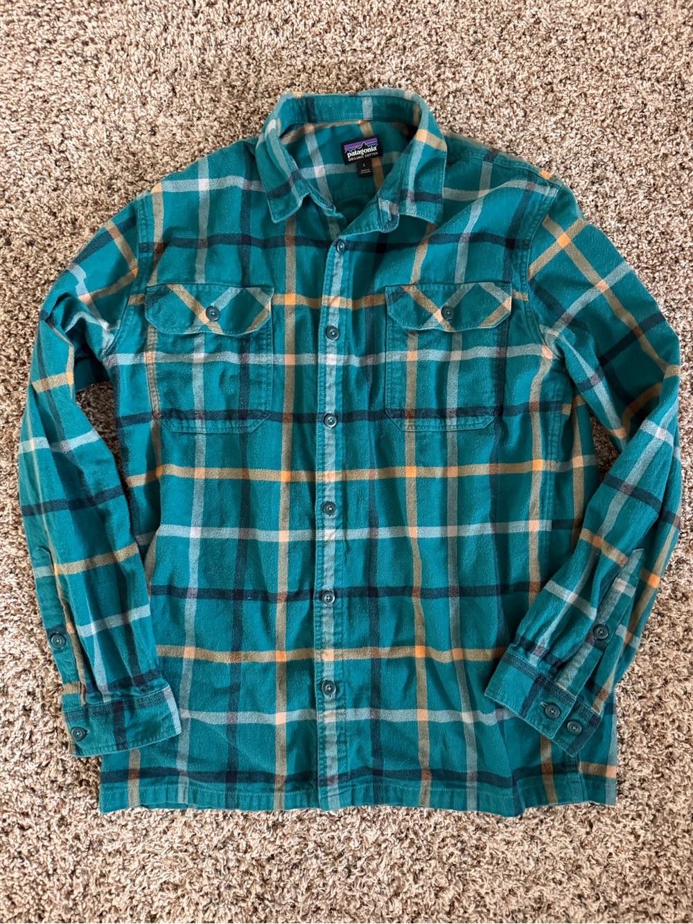 Patagonia Men’s Long-sleeve Organic Cotton Mid-weight Fjord Flannel Shirt, LG